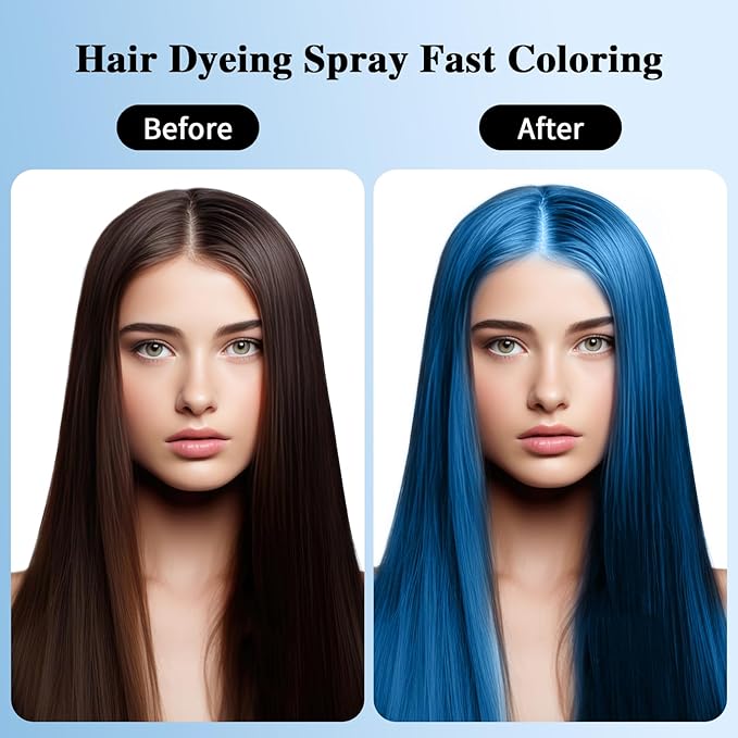 Temporary Hair Color Spray, Blue Hair Dye, Hair Color For Women, Temporary Hair Dye, Washable, Easy To Colour, Mild Formula, Suitable For Various Hair Types, Works On All Hair Colors 120ml