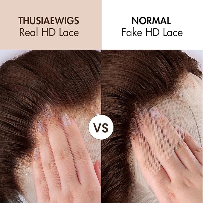 2X6 SKINLIKE HD Lace Closure Wigs Human Hair, Chocolate Brown Lace Front Wig, Body Wave Human Hair Wig Pre-Plucked Bleached Knots 250% Density HD Lace Closure Wigs 26 Inch