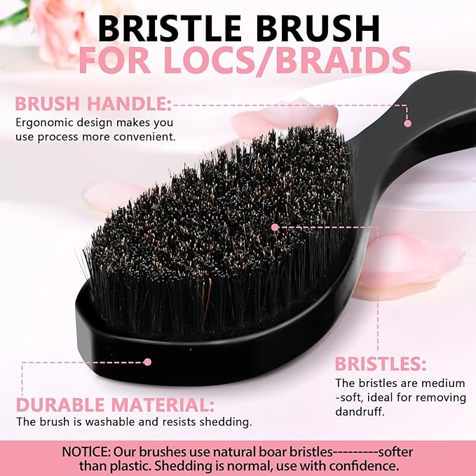 Braid Spray Rose Water for Dreads, Dreadlocks, Locks Spray Rose Water for Itchy Scalp, Shine&Bightweight for Dull Hair Twists, Cornrows, Box Braids Moisturizer Loc Moisturizer Braid Bristle Hair Brush