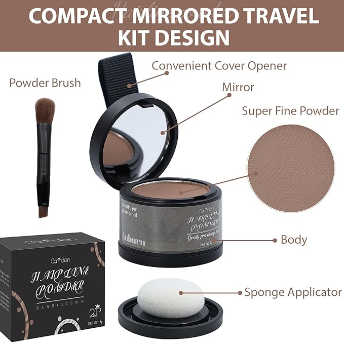 2 Pack Hairline Powder for Women and Men, Used to Root Touch Up Hair Color, Thinning and Gray Hair Coverage and Bald Spots Coverage, Auburn