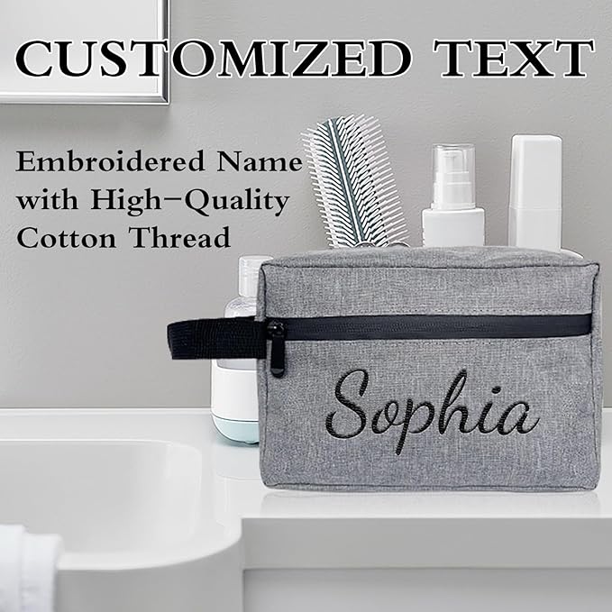 Personalized Toiletry Bag for Men, Embroidered Name Mens Toiletry Travel Bag, Waterproof Canvas Shaving Bag with Large Capacity, Custom Men Hanging Toiletries Bag for Traveling (Dark Blue)