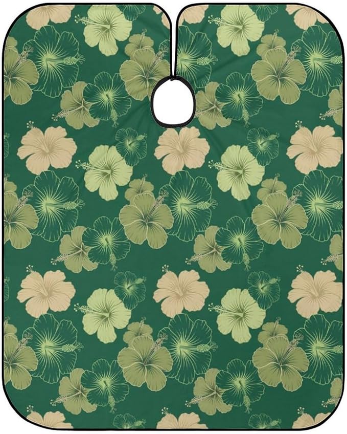 Men Women Hawaiian Floral Olive Green Camo Hair Cutting Cape, Large Long Haircut Hairdressing Cloth Apron for Styling Hair Cut Hairdresser, Barber Aceessories