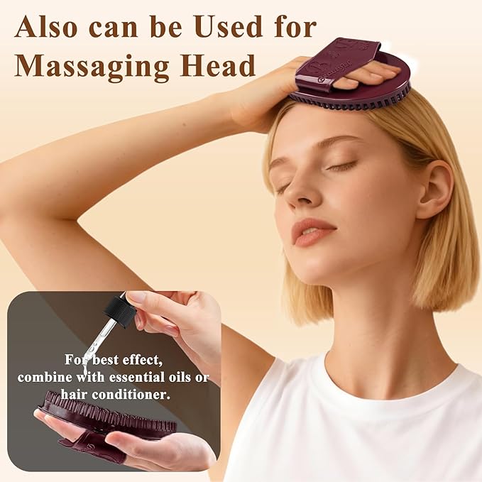 2Pcs Meridian Massage Brush, Upgrade Pro Meridian Brush for Belly, Beauty Salon Professional Custom Meridian Brush, Full Body SPA Massager Relaxation, Acupressure Meridian, Scalp Massage (Brown)