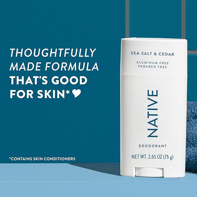 Native Deodorant | Natural Deodorant for Men, Aluminum Free with Baking Soda, Probiotics, Coconut Oil and Shea Butter | Sea Salt & Cedar