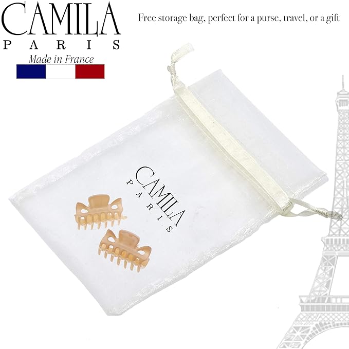 Camila Paris CP3047 French Hair Clip for Women, 1.5 inch Set of 2 Beige Girls Hair Claw Clips Jaw Fashion Durable Styling Hair Accessories for Women, Strong Hold No Slip Grip, Made in France