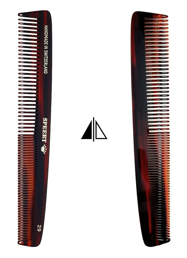 #29 Handmade Wide Narrow Tooth Comb Tortoise Havana Acetate Thick Coarse Curly Thin Fine Straight Hair Detangling Parting Grooming Teasing Hair Styling Hairdresser Barber Hairdressing Wet Dry