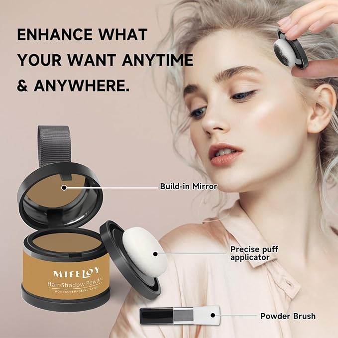 2 Pack Root Touch Up Shadow Powder, Gray Hair Cover Up, Color Root Coverage Powder for Thinning Grey Hairline, Instantly Concealer Hair Loss Beard Line Eyebrow, #17 Dark Blonde