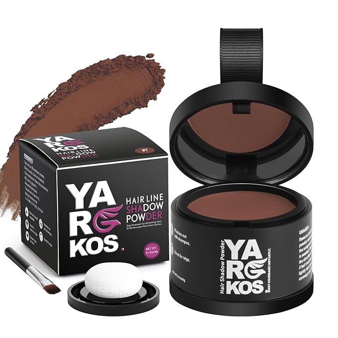 Hairline Shadow Powder, Red Brown, Root Touch Up Powder for Instantly Gray Hair Cover Up, Women Color Root Coverage for Thinning Grey, Mens Roots Concealer for Hair Loss Beard Line, #7