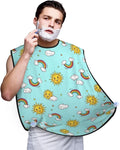 Adjustable Beard Catcher Apron, Boho Style Clouds Hippie Sun Rainbow Shave Bib, Non-Stick Waterproof Grooming Bib, Shaving Essential for Men Dad Christmas