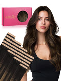WENNALIFE Fuller Tape in Hair Extensions Human Hair, 20 inch 20pcs 80g Balayage Dark Brown Mixed Chestnut Brown Remy Hair Straight Tape in Extensions Skin Weft Tape Ins Extensiones De Cabello Humano