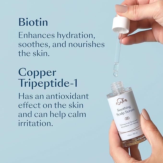 eSalon Soothing Scalp Serum with Biotin and Copper Tripeptide, Antioxidant-Rich Formula, 1 fl oz