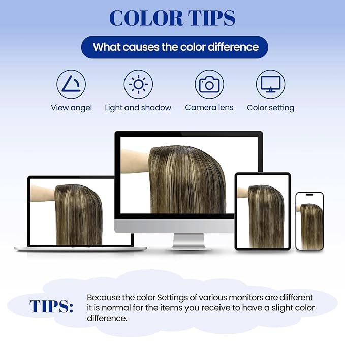 WORLDSTAR Hair Toppers for Women Real Human Hair 6 * 7 Inch Base 14Inch 65g #1B/4/27 Natural Black Ombre Brown with Caramel Blonde Hair Topper for Women with Thinning or Grey Roots (tp#1B/4/27-14)