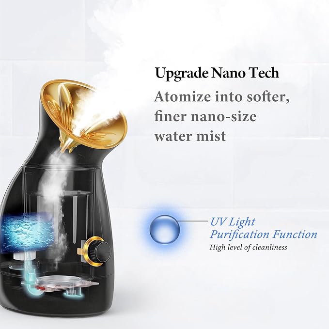 Colorfarm Facial Steamer Nano Ionic: Face Steamer Deep Cleaning Unclogs Pores - Humidifier Hot Mist Home Sauna Spa for Women Men Sinuses Moisturizing