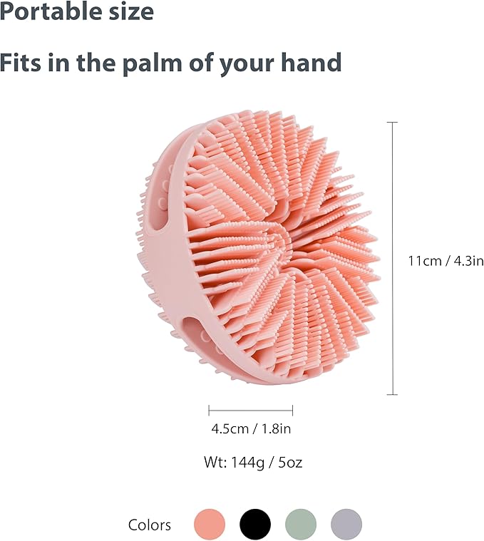 2 PC Silicone Exfoliating Body Scrubber, Silicone Body Shampoo Brush, Soft Silicone Loofah for Sensitive Skin, Shower Silicone Hair Scalp Massager, Easy to Clean, Lather Well(Pink&Black)