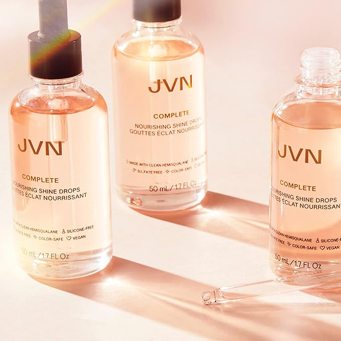 JVN Complete Nourishing Shine Drops, 1.7 Fl Oz, Frizz Fighting, Hair Smoothing Oil for Shine and Strength, Hair Care for Women and Men, Silicone Free