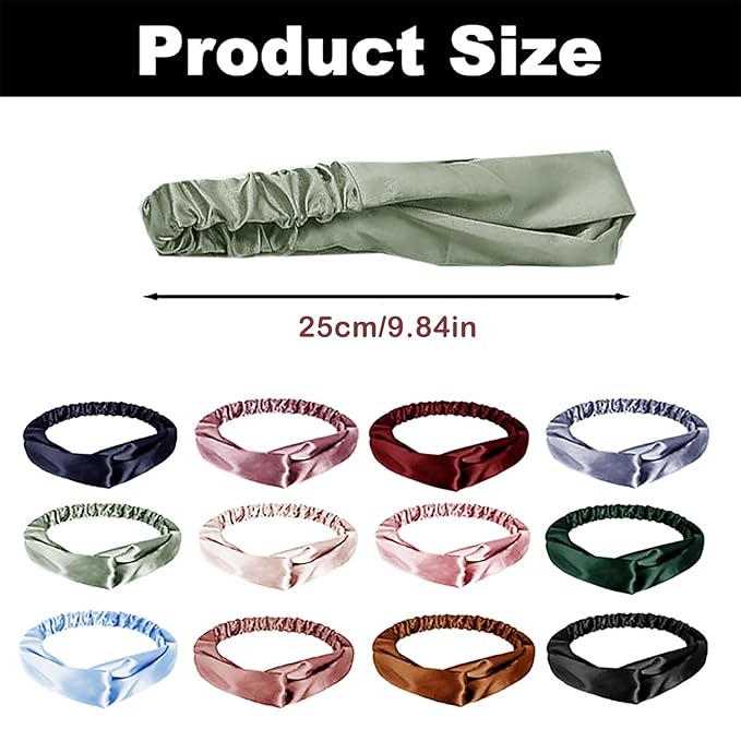 4PACK Womens Silk Headband Satin Headbands Silky Hairband Wide Head Bands Hair Wrap Fashion Hairbands Accessories