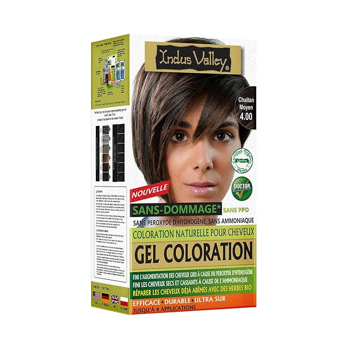 Indus Valley Natural Organic Damage Free Gel Hair Color | Ammonia Free, Vegan & Cruelty Free | Up to 100% Gray Coverage, Long Lasting Results |Medium Brown 4.0 (20gram+200ml)