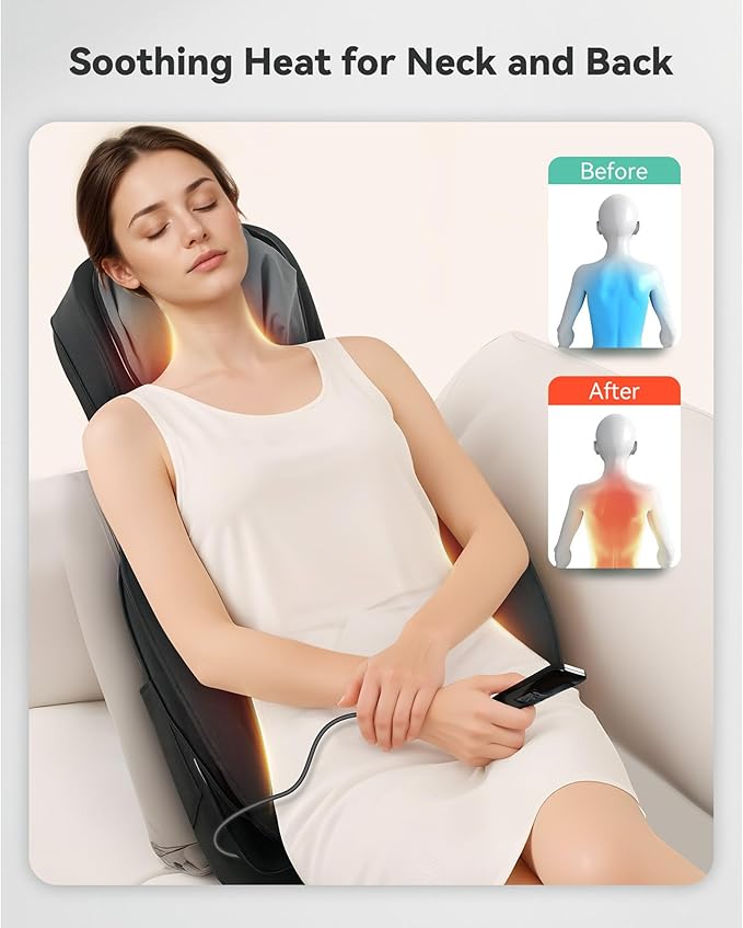 Snailax Full Body Massage Chair Pad, Neck Back Massager with Heat, Customizable 4D Shiatsu,Spot,Rolling,Vibration, Lumbar & Hip Compress Massage Seat for Home Office, Gifts for Dad,Mom