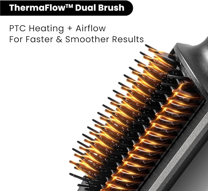 GLAMUP® FusionPro™ 6 in 1 Hot Air Styler- Wrap Curler & Thermal Brush Straightener, High Speed Hair Dryer, Round Brush, Volumizer, Hair Styling Gift Set with Travel Bag, Blow Dryer Brush