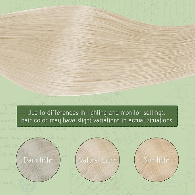 RUNATURE Real Human Hair Clip in Extensions, 14 Inch Thick Clip in Hair Extensions, Blonde Hair Extensions Clip Ins, Double Weft Remy Natural Hair, Add Hair Volume, 120g 7pcs #800 Platinum Blonde