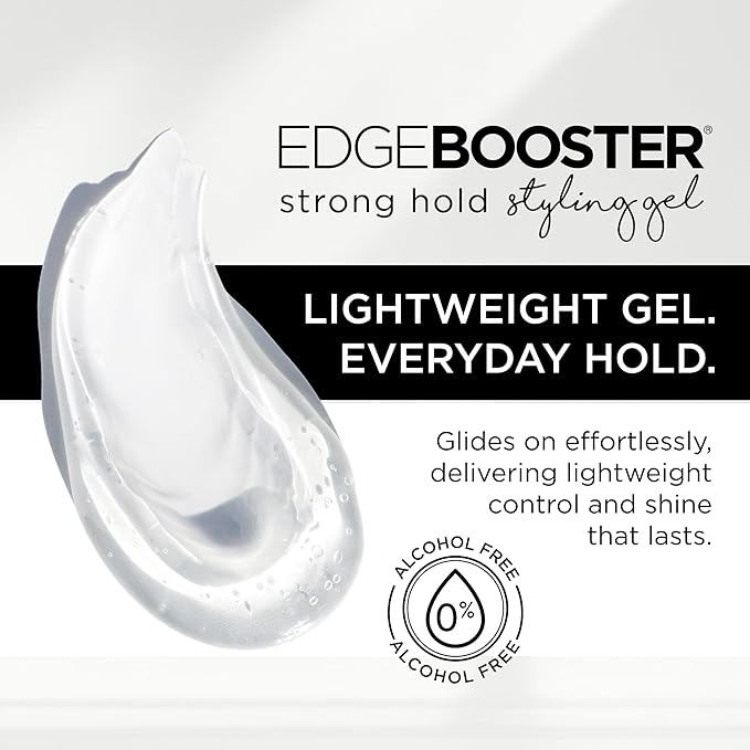 Style Factor EDGE BOOSTER® Strong Hold Styling Gel | Alcohol-Free Hair Gel with Camellia Sinensis Seed Oil for Curly, Wavy & Sleek Styles | Frizz Control, Long-Lasting and Flexible Hold (16.9oz)
