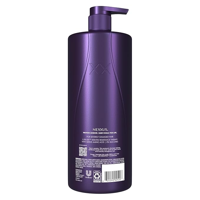 Nexxus Keraphix Shampoo With ProteinFusion for Damaged Hair Keratin Protein, Black Rice, Silicone-Free 33.8 oz