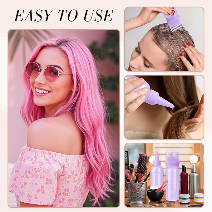 Pimoys Hair Oil Applicator Bottles Dye Brush for Women Scalp, Hair Color Products Things with Root Comb Hair Dye Tools, Purple