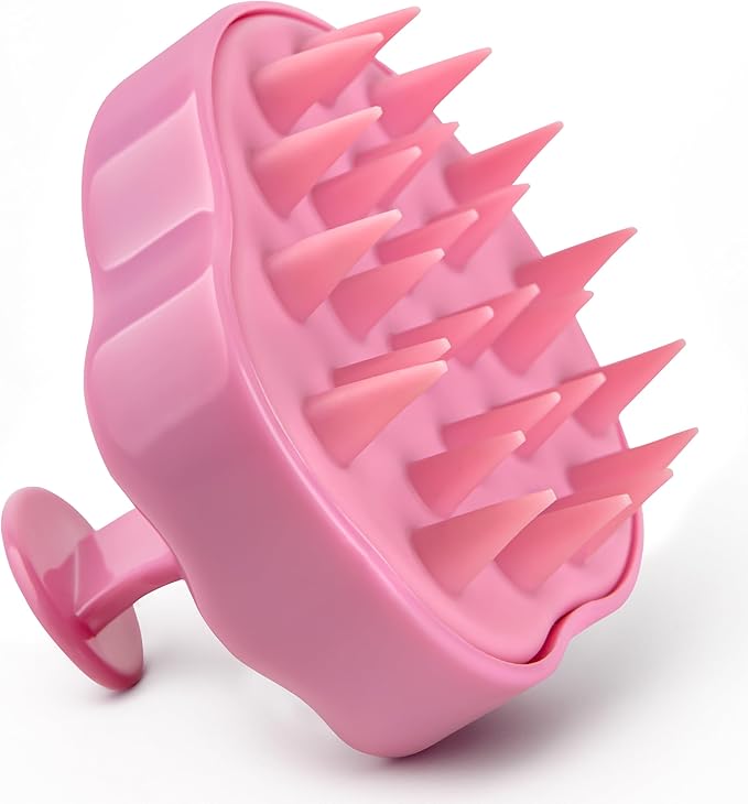 RELAXXO Scalp Massager Hair Growth – Exfoliator & Hair Scrubber for Scalp, Soft Bristles for Dandruff & Soothing Comfort, Shampoo Brush, Wet & Dry Use, Pink