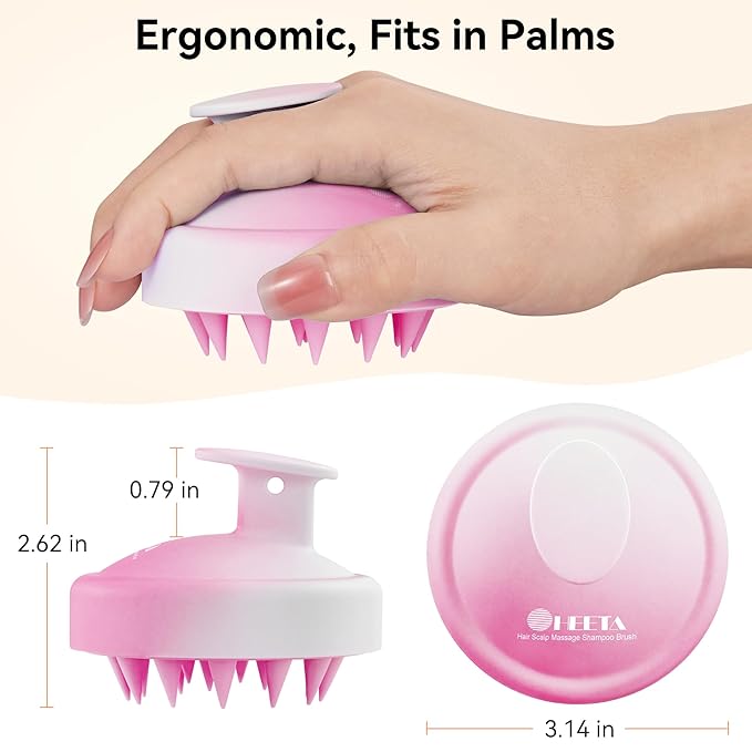 HEETA Scalp Massager Hair Growth, Soft Silicone Scalp Scrubber Shampoo Brush for Exfoliation, Dandruff Removal Head Massage Stress Relax, Wet & Dry Use for Thick Thin Curly Hair Care, Gradient Purple