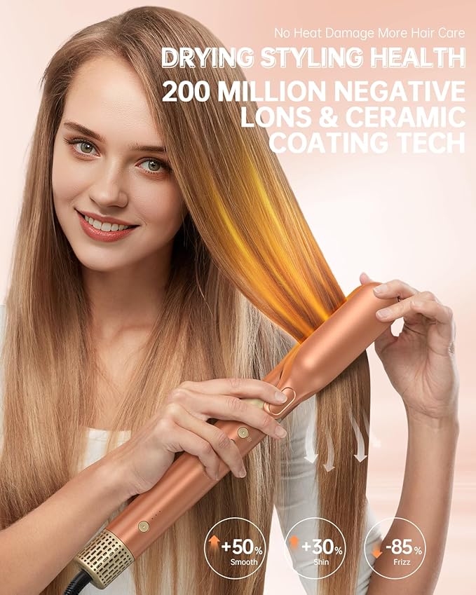 [Dual Voltage] webeauty 6 in 1 Hot Air Styler, High-Speed Negative Ionic Hair Dryer with Auto Curlers, Professional Blow Dryer Brush, Diffuser, Volumizer Multiple Styling, No Heat Damage