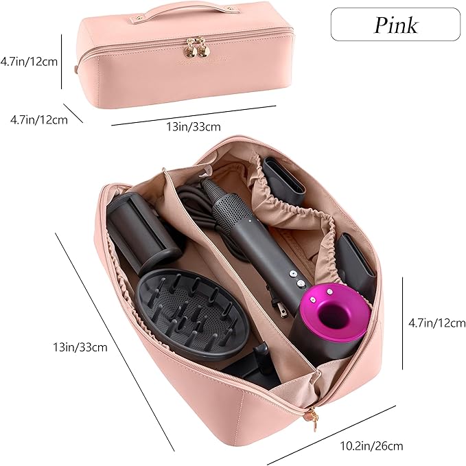 Travel Case Compatible with Dyson Airwrap Styler, Portable Supersonic Hair Dryer Travel Storage Bag, Waterproof Carrying Case Organizer for Shark Flexstyle and Attachments (Rose Pink)