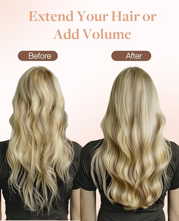 GOO GOO Invisi Edge Tape in Hair Extensions Human Hair, 18A/613A Dark Blonde Highlighted Bleach Blonde 20pcs injected with 20pcs classical tape ins, 14inch 100g, Virgin Remy Hair, Natural Look