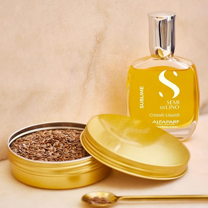 Alfaparf Milano Semi di Lino Sublime Cristalli Liquidi Hair Oil Serum with Thermal Protection - Anti Frizz Hair Serum & Smoothing Heat Protectant Spray with Vitamin E for Frizzy Hair (1.01 oz / 30 ml)