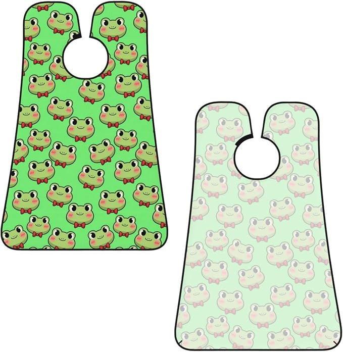 Beard Bib with 3 Suction Cups, Non-Stick Waterproof Hair Catcher Apron, Men's Shaving Essential for Grooming, Green Frog Kawaii Shave Bib