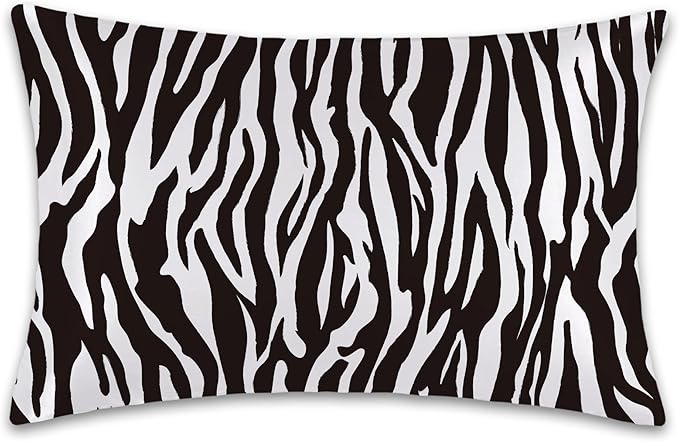 Satin Pillowcase 1 Pack-Zebra Black and White Silky Pillow Cover for Hair and Skin,Standard Size 20x26 Inch Soft Cooling Printed Pillow Cases with Hidden Zipper,Gifts for Women Men