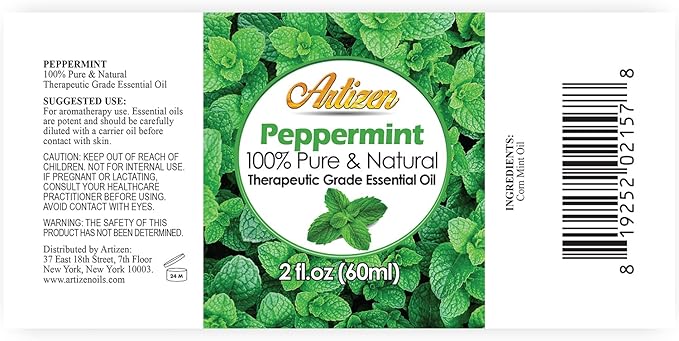 Artizen 2oz Oils - Peppermint Essential Oil - 2 Fluid Ounces