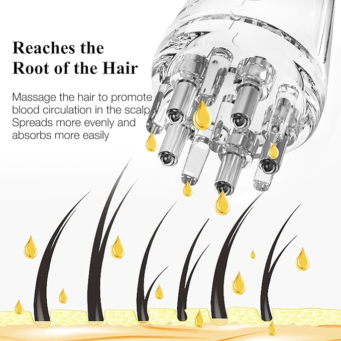 Scalp Applicator Comb, Scalp Oil Applicator, Root Comb Applicator Bottle for Hair, Hair Serum Applicator Suitable for Various Liquids, Suitable for Home and Travel-Transparent