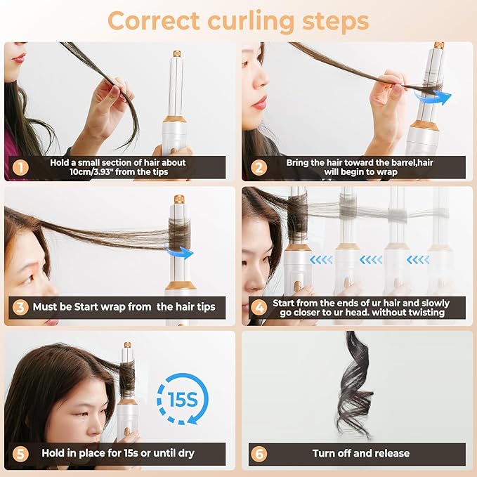 5 in 1 Blow Dryer Brush Set, Hot Air Styler Negative Ion Air Curling Wrap Air Curler, Round Brush Blow Dryer Curling Iron Hair Styling Tools Gift for Dry,Volumize, Straight,Curl,100-120V