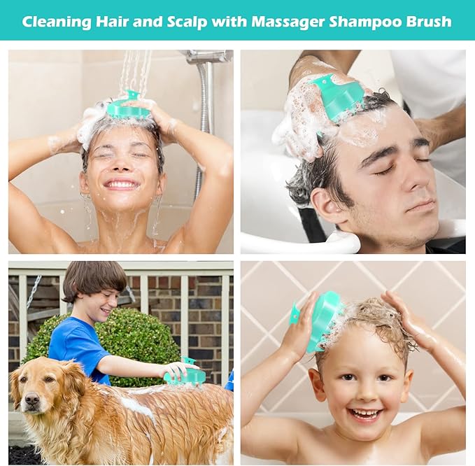URTHEONE Hair Scalp Massager Shampoo Brush,Soft Silicone Hair Brush for Wet Dry Oily Curly Straight Thick Thin Rough Long Short Natural Men Women Kids Pets Hair Care Tools(Light Green)