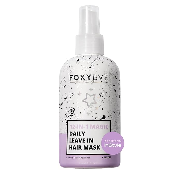 FoxyBae Hair Mask for Dry Damaged Hair and Growth - Overnight Hair Mask Treatment with Biotin & Shea Moisture - 8 Oz, Leave-in Conditioner Spray