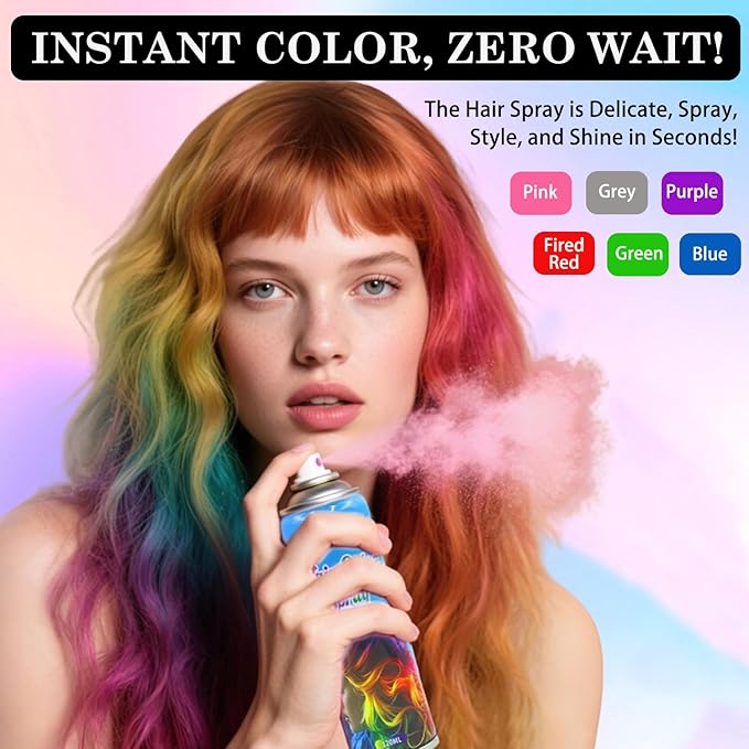 Pink Temporary Hair Color Spray for Kids Women, One-Day Temporary Hair Dye Spray Washable Hair Color Wax Non-Sticky For Cosplay DIY, Party, Christmas, Halloween, Crazy Hair Day (Pink)