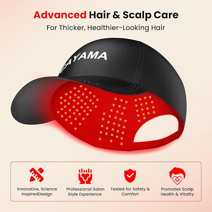 CAYAMA Red Light Therapy Cap, Laser Hair Growth Cap Red Light Therapy for Hair Growth – 528-LEDs