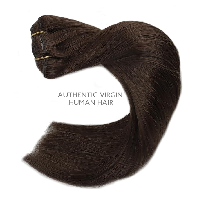 WENNALIFE Clip in Hair Extensions Real Human Hair, 12 Inch 80g 7pcs Remy Hair, Chocolate Brown Straight Natural Extensiones De Cabello Humano Con Clip Ins