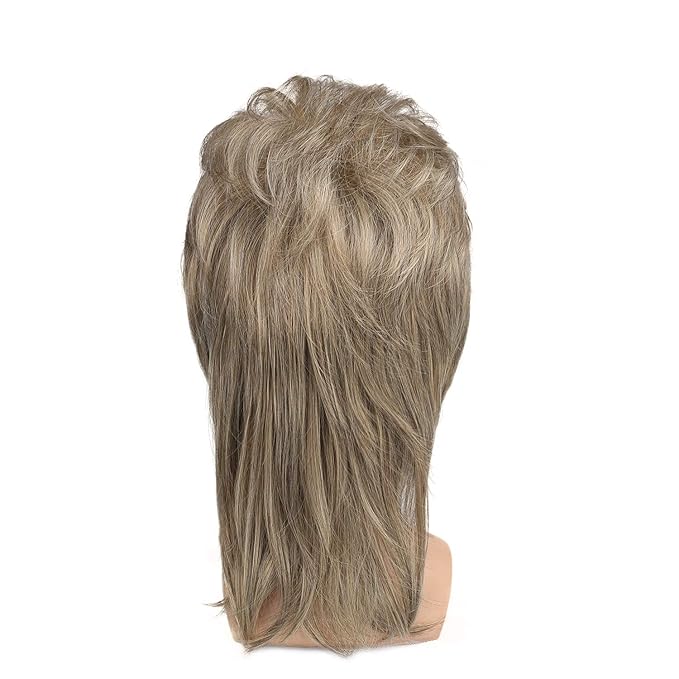 Kaneles Mullet Wigs for Men 80s Costumes Fancy Party Accessory Cosplay Halloween Hair Wig (Blonde)