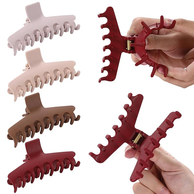 4Pcs Cloud Claw Clips for Women, 4.3 Inch Non-Slip Strong Hold Hair Claws, Unbreakable & Durable TPEE-Silicone Blend, Large Bendable Cozy Hair Clip for Thin/Thick/Curly Hair, All-Day Comfort