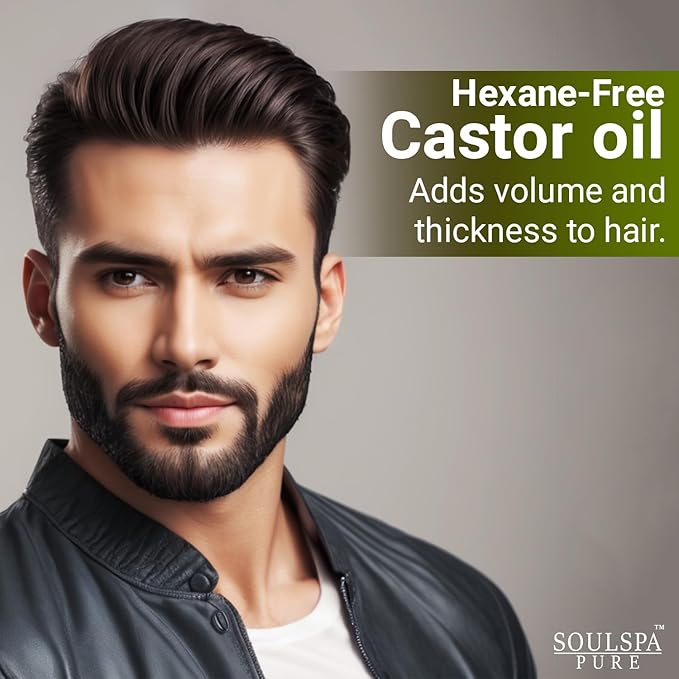 Organic Castor Oil for Hair, Scalp, Skin, Face & Eyelashes | USDA Certified | 100% Pure Castor Oil Organic Cold Pressed Unrefined Glass Bottle, Hexane Free - Soulspa Pure - 16 fl oz
