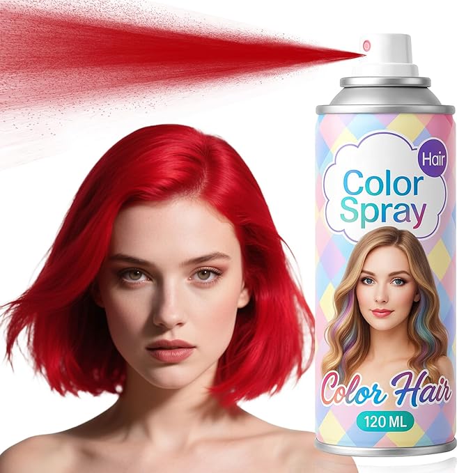Temporary Red Hair Color Spray – 1-Day Washable Hair Color for Women Men Kids, Vibrant Hair Spray for Halloween, Cosplay, Costumes, Parties, Festivals, Crazy Hair Day, DIY Hair Looks