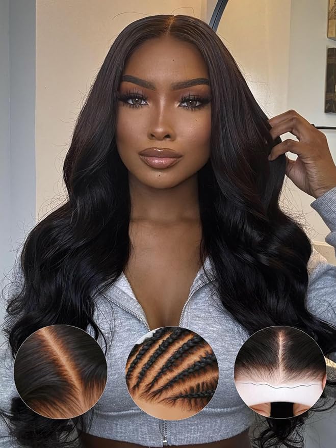 Julia Hair Body Wave Glueless 13x4 Lace Front Wigs Human Hair 12A Pre Cut Lace Frontal Wig Pre Bleached Bye Bye Knots Pre Everything Put on and Go 180% Density Fast Wear Wigs Natural Color 16 Inch