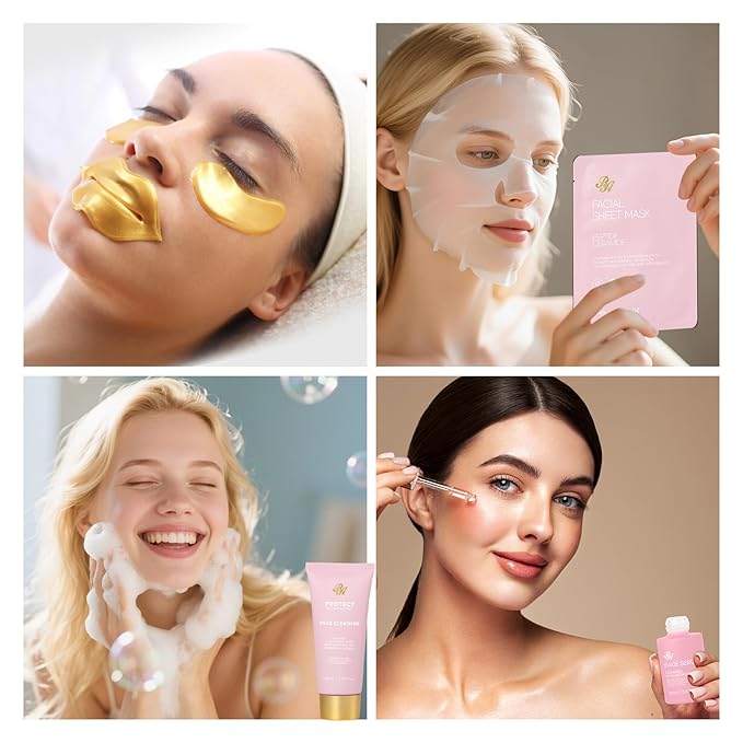 35 Pcs Christmas Gift for Women, Rose Bath and Body Gift Basket, Facial Skin Care Set, Self Care Pampering Kit, Face Sheet Mask, Home Spa Pack, Perfume, Birthday, Valentines, Mother Day, Bridal Shower