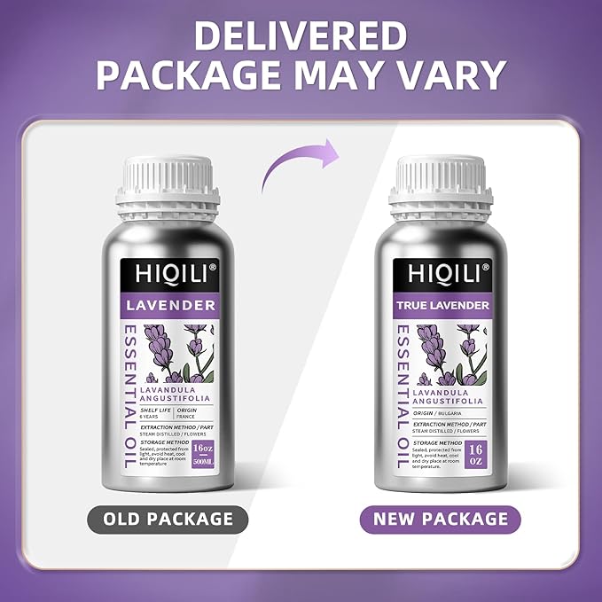HIQILI 16 Ounces Lavender Essential Oil Pure, 100% Natural for Aromatherapy Diffuser, Skin Care, Hair, Includes Premium Glass Dropper-16 Fl Oz